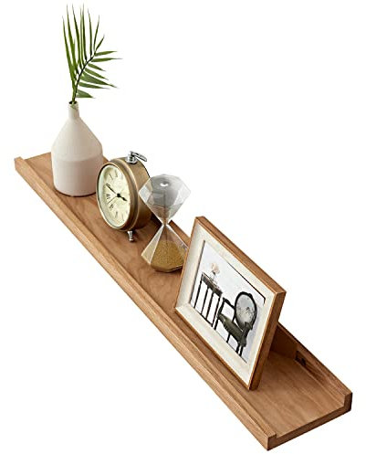 OAKERLAND Schweberegal Eiche Massiv Bilderleiste Holz 90cm Wandregal für Küche, Wohnzimmer, Schlafzimmer, Badezimer