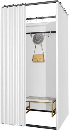 CLXRZM Umkleidekabine Freistehend, Quadratische Tragbarer Umkleideraum, Bodenstehende Bekleidungsgeschäft Sichtschutz Vorhänge Für Büro Ankleidezimmer, Einkaufszentrum, Weiß