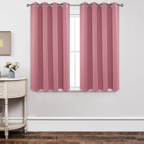 Joydeco Blickdichte Vorhänge mit Ösen Gardinen 2er Set, Verdunkelungsvorhang Thermovorhang Hitzeschutz, Ösenvorhang für Schlafzimmer Wohnzimmer (2xH137xB117, Rosa)