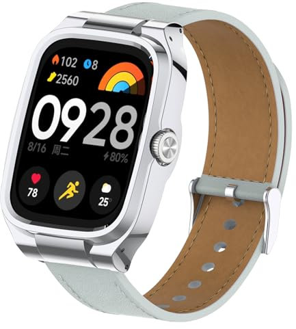 Xisair Leather Strap Compatible Redmi Watch 4 Replacement Straps Classic and Elegant Bracelet for Xiaomi Redmi Watch 4 Smartwatch for Men and Women