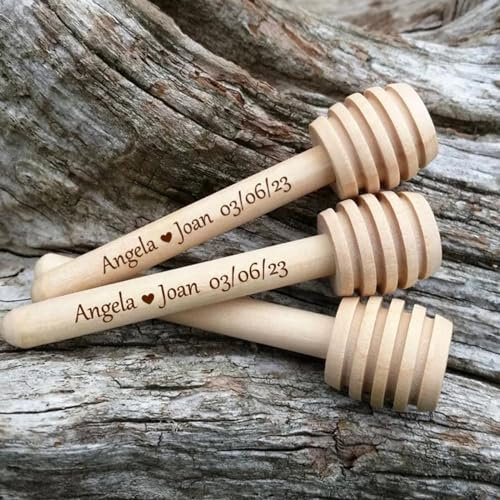 10/50/100 Pièces Louche À Miel En Bois Personnalisée Sur Mesure, Cuillère À Miel Personnalisée, Cadeau Pour Amateur De Miel, Cadeau Gravé Pour La Saint-Valentin, Bâton En Nid D'abeille En Bois(10cm)