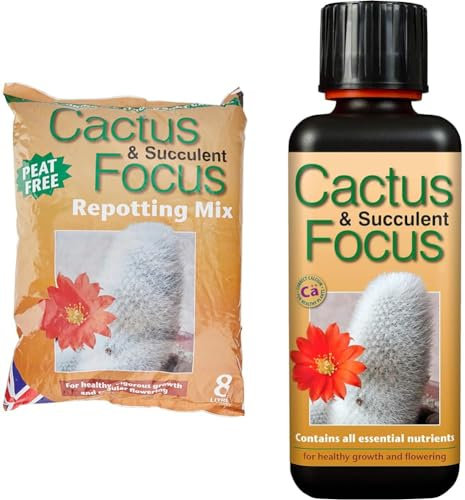 CACTUS Soil -CACTUS Focus Repotting mix 8 litre (1), Brown & Ltd GTCAF300 Cactus and Succulent Focus 300ml - Black