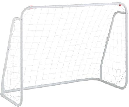 Relaxdays Fußballtor, Kinder & Erwachsene, Übungstor Garten, HBT: 96x124x61 cm, Stahlrahmen, stabiles Trainingstor, weiß