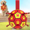 HETOO Dog Ropes Toys Soccer Ball with Straps, Interactive Toys for Tug of War, Puppy Birthday Gifts, Dog Water Toy, Durable Balls for Medium & Large Dogs-Red&Yellow (8 Inch)