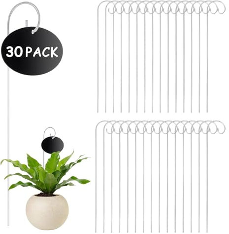 30Pcs Metal Plant Label Stakes, Plant Label Hooks Holder Stainless Steel Garden Tag Sticks, Garden Markers Stake Plant Sign for Flower Vegetable Seed Markers,Pot Bonsai 200mm
