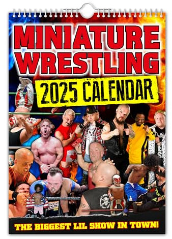 Miniatur Wrestling Wandkalender 2025 // Lustig/schrullig/Weihnachten/Geburtstag/Geschenkidee/Geschenk/Neuheit/Humor/Wichteln (Vollfarbig, A4-Größe)