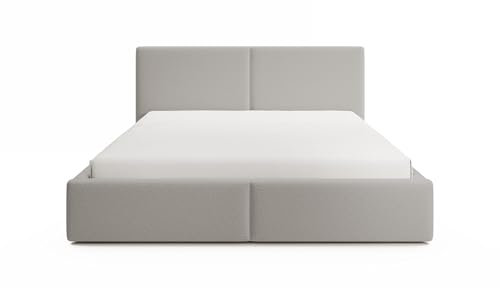 FEDVE Bett 120x200 Hellgrau - Toreira Slim Polsterbett Mit Bettkasten - Doppelbett Mit Stauraum Für Schlafzimmer