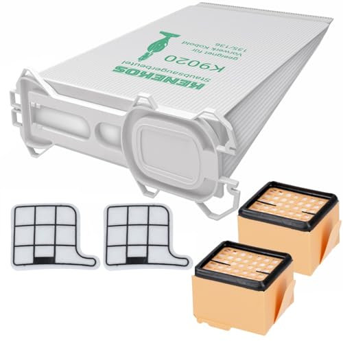 Kenekos - Filterset 16-teilig geeignet für Vorwerk Kobold VK 135 VK 136 VK 135 SC / VK135 VK 136 VK135SC, 12 x Staubsaugerbeutel, 2x HEPA-Filter, 2x Motorfilter