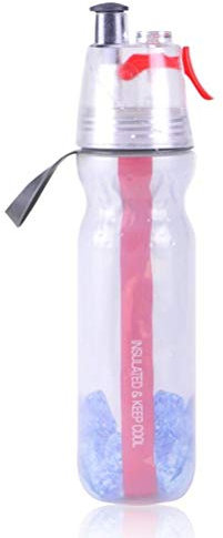 Nurnesy Double Layer Insulated Mist Spray Water Bottle Sports Spray Bottle Kids Cool Misting Water Bottles School for Gym Cycling Climbing Sports and Cycling (red)