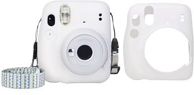 Silicone Jelly Case for Fujifilm Instax Mini 11 Camera - Soft Protective Cover with Precise Cutouts Humanized Design, Solid Color.White
