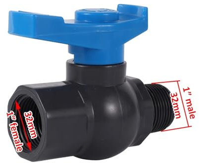 Generisch 3/4 Zoll 1 Zoll graues Innengewinde PVC-Kugelhahn Gartenbewässerungsschlauch Anschlussarmaturen Aquarium Schalter Globe Controller(Black)