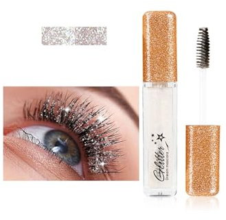 Glitzer Mascara für Wimpern, Schimmer Sparkle Effekt, Langhaltend, Schwarz (Weiß, one size)