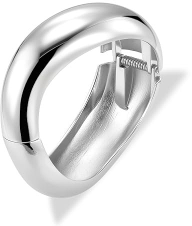 ALEXCRAFT Bracciale Donna Argento Apribile Bracciale Acciaio Inossidabile Braccialetto Chunky