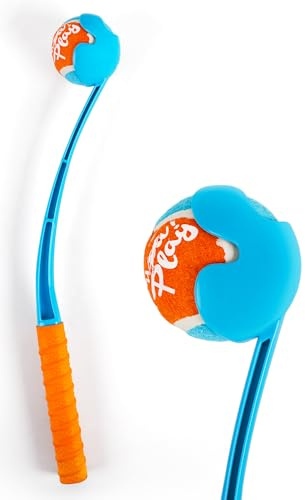 ALL FOR PAWS Kurzhaar-EZ-Griff-Ballschleuder für Hunde 49 cm – Enthält eine mittlere Kugel mit 2,5-Zoll-Durchmesser für Hunde zwischen 20–60 Pfund – Handbetriebene Tennisball-Schleuder mit Griff