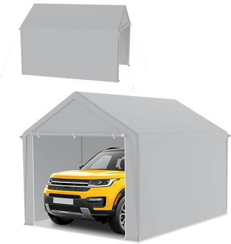 Froadp Carport Carport 3 x 4 m, tienda de almacenamiento, tienda de pastoreo y garaje de tienda, refugio estable con lona de polietileno, resistente a los rayos UV e impermeable, ideal para coche