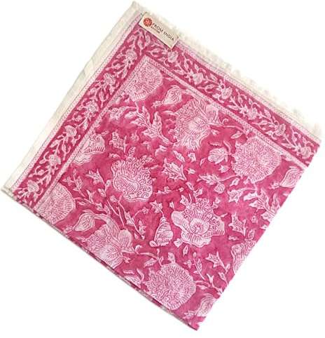 FROM INDIA BOUTIQUE Foulard Bandana carré en voile de coton DELHI, Rose