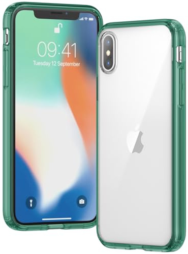 Voyahülle Clear Case for iPhone X/XS, Ultra Thin, Shockproof TPU Cover, Anti-Yellowing, Crystal Clear, Phone Case for Apple iPhone X/XS - Green