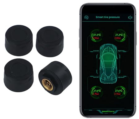 EpheyFIF Reifendruckkontrollsystem für Auto, TPMS, mit 4 externen Sensoren App