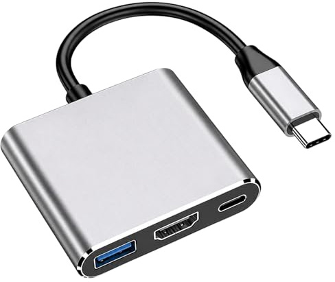 USB C to HDMI Adapter, 3 in 1 Type C to HDMI Adapter with USB 3.0, PD 100W, Multiport Hub USBC to HDMI Adapter for Laptop Tablet, Digital AV Multiport Adapter Compact Converter for Display and Data