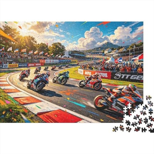 Motorcycle Racing Adult Jigsaws 1000 Pieces Recycled Paper Grand Prix Puzzle für Adults Parent Child Game Props Holiday Blessings Gift für Women 38x26cm/1000pcs