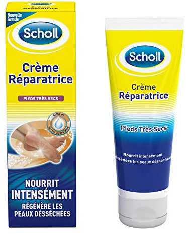 Scholl Crème Réparatrice Pieds Très Secs - Pieds Doux et Lisses en 24h - Hydratation Intense Non Grasse, Pénètre Rapidement - 75ml