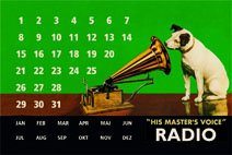 R Blechschild 20x30 cm His Master´s Voice Radio Kalender 304/022