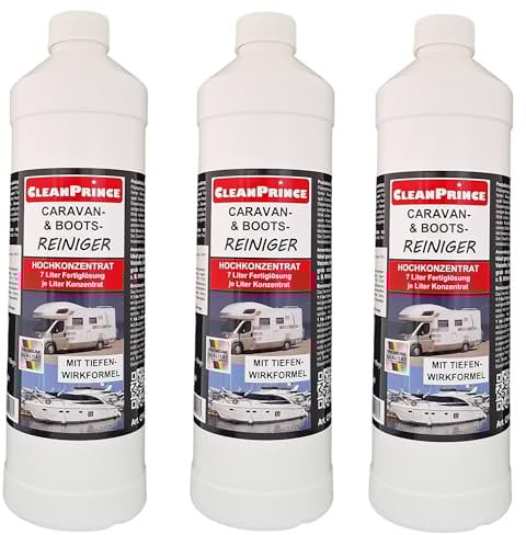 3 x 1 Liter CleanPrince Caravan- und Bootsreiniger | Wohnwagen Camping Reiniger Reinigungsmittel Caravanreiniger Kunststoff Bootsreiniger