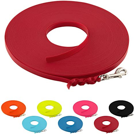 LENNIE Ultraleichte BioThane Schleppleine für Hunde bis 5kg, 10m lang, ohne Handschlaufe, Rot, geflochten, 9 mm