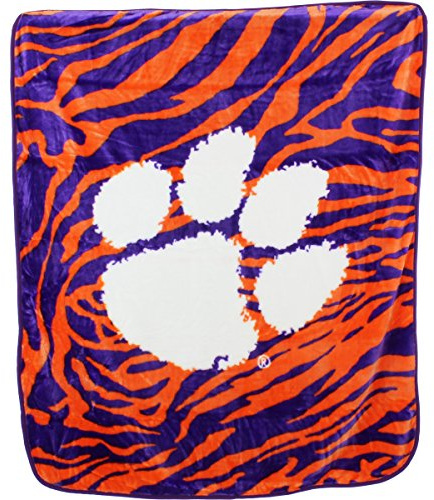 College Covers Clemson Tigers Raschel Throw Blanket, 60 in by 50 in
