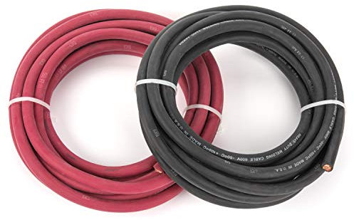 1/0 AWG Premium Extra Flexible Welding Cable 600 VOLT COMBO PACK - BLACK+RED - 25 FEET OF EACH COLOR - EWCS Spec - Made in the USA! by EWCS
