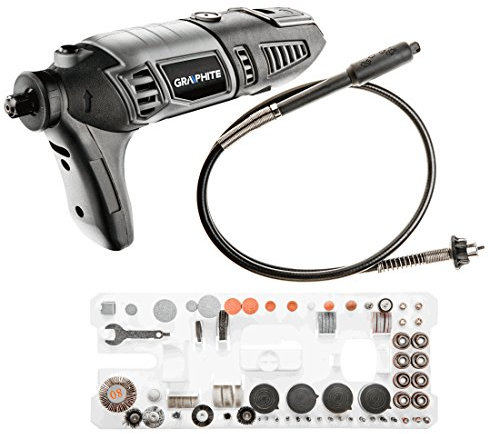 Minigrinder 170W, Drehzahl 8000-35000 U/min, Drehzahlanzeige, Kunststoffbox mit biegsamer Welle und Zubehör 190St, Graphite