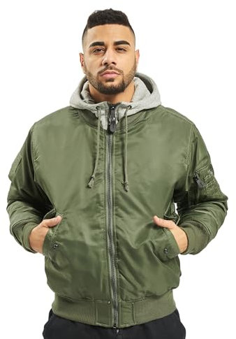 Brandit MA1 Sweat Hooded Jacket, color: oliv+grey, size: 3XL