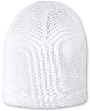 Sterntaler OCS Strickmütze - Klassische Babymütze aus Baumwollgarn (Bio) - Unisex Übergangsmütze ab Geburt - Basic Kopfbedeckung - Beanie Mütze einfarbig - weiß, Größe 43