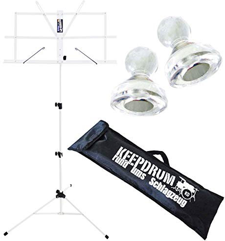 keepdrum MUS2WH Notenständer Weiss + Notenpult Magnete 10Stk + Tasche