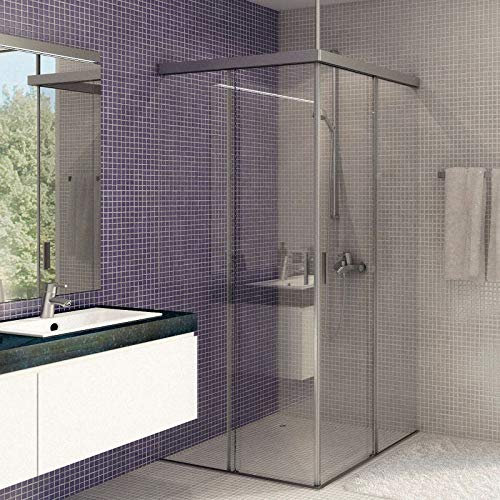 EKU-BANIO 40GFE Eck-Duschbeschlag mit 2 eloxierten Alu Laufschienen 1200 mm (OHNE Glas!) Eckduschbeschlag Duschschiebetür Schiebetürbeschlag von SO-TECH®