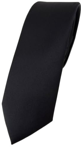 TigerTie Herren Krawatte – schmale 5,5 cm Krawatte in schwarz einfarbigem Design, ideal für Geschäftstermine, festliche Anlässe und die Freizeit