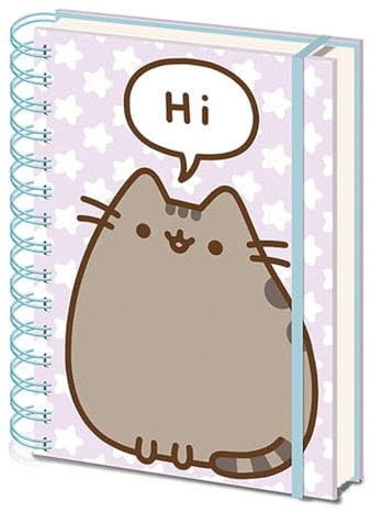 Pyramid International Pusheen (Pusheen Says Hi Design), DIN A5-Notizbuch, Ringbuch mit Gummiband, liniertes Tagebuch – offizielles Merchandise