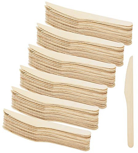 com-four® 120-teiliges Holz-Messer-Set - Besteck aus Holz - umweltfreundliches und biologisch abbaubares Holzbesteck - nachhaltige Holzmesser (120 Stück - Holzmesser)