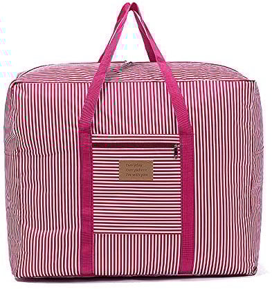 Waterproof Thick Large Storage Bag 600D Oxford Organizer Travel Luggage Bag For Blankets, Duvet,Pillows, Clothes Moving Home (Rose, Medium)