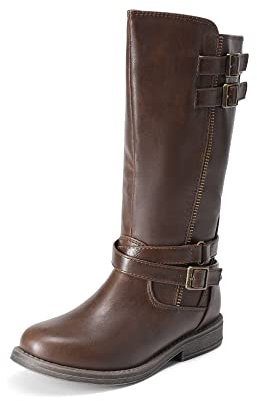 DREAM PAIRS Kids Stivali al Ginocchio Moda Equitazione con Zip Laterale per Ragazze Polacchini Comodi Stivaletti Bambina,Size 31,Marrone,LUCKID-03