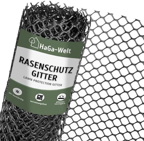 Grille de Protection du Gazon HaGa 1,3m x 25m en Plastique - Grille de Gazon Robuste et carrossable pour Le Jardin et Les pelouses