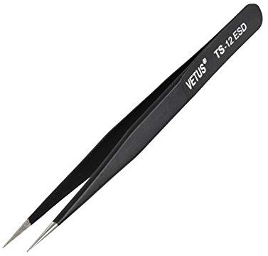 Vetus TS-12 ESD schwarze antistatische Pinzette Edelstahl Präzisionspinzette für Handy Motherboard Reparatur Werkzeuge