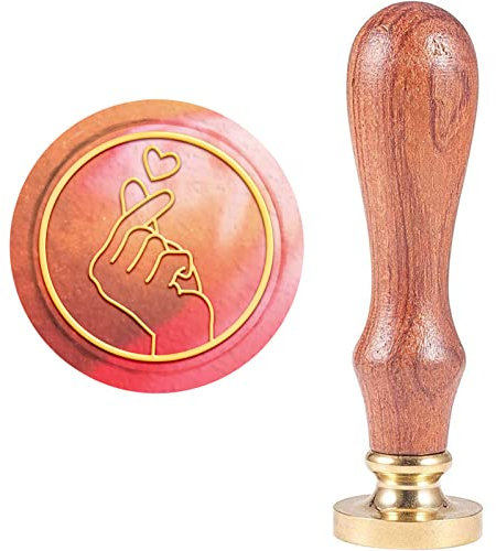 craspire Geste Für Herz Wachs-Siegel-Stempel, Handversiegelnde Wachsstempel Retro Holzstempel Wachssiegel 25 mm Abnehmbar Messingdichtung Holzgriff Für Umschläge Einladungen Hochzeit Verschönerung