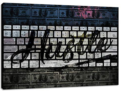Yetaryy Motivational Hustle Wandkunst, inspirierendes Poster, Drucke, Bilder, Unternehmer-Zitate, Bürodekoration, inspirierende Leinwand, Gemälde, gerahmt, Dekoration, 30.5 cm H x 45.7 cm B
