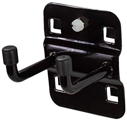 ADB Werkzeughalter Lochwand Haken Halter 35, 50, 75, 150, 200 mm doppelt mit senkrechten Hakenende, Farbe (RAL):Tiefschwarz (RAL 9005), Länge:150 mm