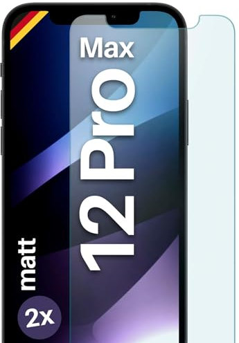 moex Glas kompatibel mit Apple iPhone 12 Pro Max - Folie Matt aus Glas, Anti Reflex Displayschutz kratzfest, Matte 9H Schutzfolie, 2x Stück