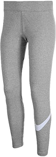 NIKE W NSW ESSNTL LGGNG Swoosh MR Leggings, Dk Grey Heather/(White), S Donna