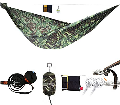 onewind Ultralight Camping Hammock, 11ft Portable Lightweight Hammock with Tree Straps, Camouflage Hammock for Army, Military, Stealth Camping, Camo Print