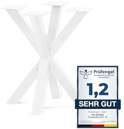 HOLZBRINK Pied de Table Spider (Mikado) | Pieds de Table massifs en métal Blanc pour Table Basse, Table à Manger, Bureau, Table de conférence | 1 Pied 40x40 cm | Hauteur 43 cm