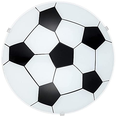 Britalia Black & White Modern Glass Round Flush Football Wall & Ceiling Light | 24.5cm Diameter | 1 x E27 ES Lamp Bulb Required (Not Included) | Soccer Kids | Childrens | Fans